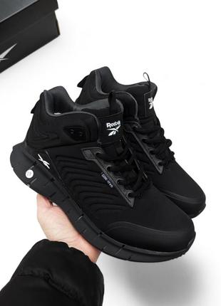 Зимові чоловічі кросівки reebok zig kinetica edge чорні з білим