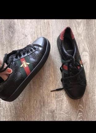 Кеды кроссовки gucci new ace leather натуральная кожа питон