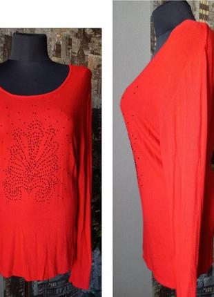 Свитер с интересным декором оранжевого цвета, размер л, вискоза