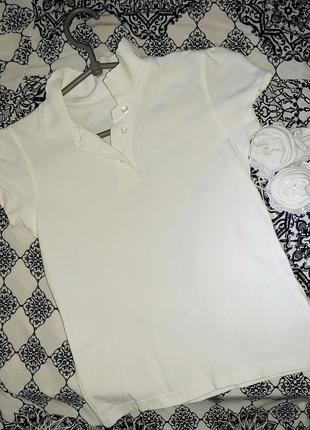 Детская одежда белая футболка поло для девочки рост 128-134 8-9 лет