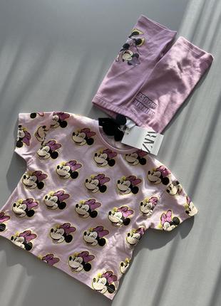 Костюм микки мини zara комплект футболка и шорты набор