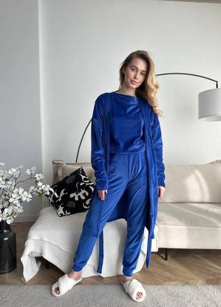 Домашний комплект 4 в 1 халат кимоно, футболка, шорты и штанишки