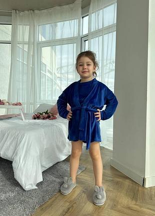 Домашний комплект 4 в 1 халат кимоно, футболка, шорты и штанишки