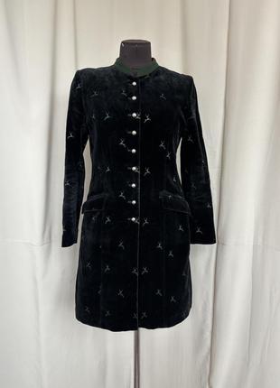 Винтаж баварский альпийский жакет удлиненный сюртук бархатный нюанс