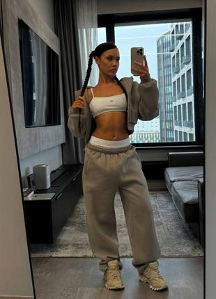 Костюмчики на флисе с укороченным худи на молнии dmp-1572