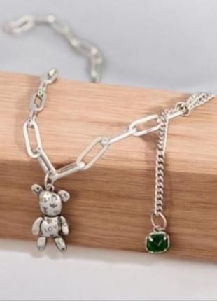 Цепочка чокер серебро стильная оригинальное украшение teddy 🧸 bear 🧸 silver ♥️
