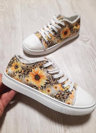 Новые кеды мокасины с рисунком кроссовки