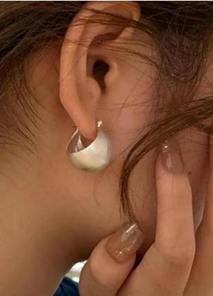 Серьги серебро оригинальные стильные объемные кольца silver ♥️