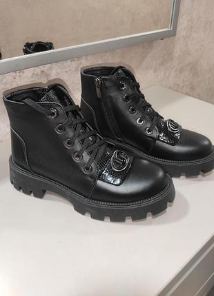 Ботинки женские демисезонные, кожа, замша