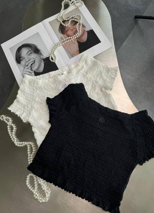 Топ футболка жатка укорочені рукава