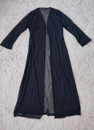 Черное длинное прозрачное парео пеньюар франция.