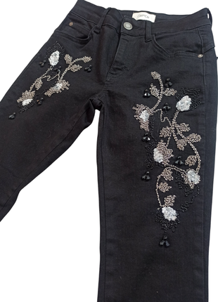 Стрейчевые зауженные джинсы, брюки с пайетками, брюки скинни cartoon