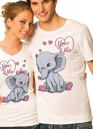 Набор: парные футболки с принтом "влюбленные слоники" push it