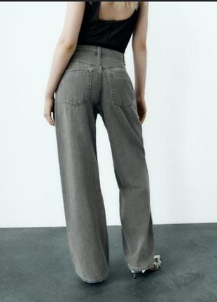 Серые широкие джинсы zara