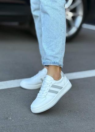 Кеди кросівки базові білі сірі демі весна осінь  / кеды кроссовки белые с серым