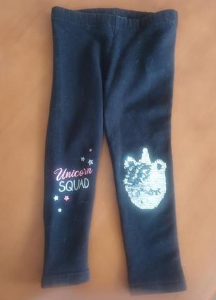 Теплые лосины для девочки с пайетками