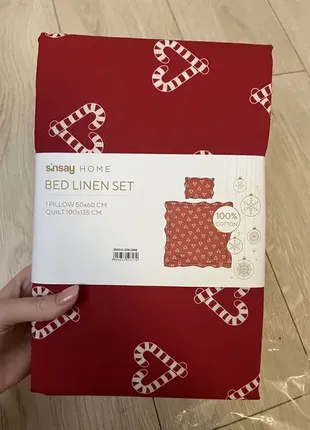 Дитяча постільна білизна sinsay із серцем червона постіль