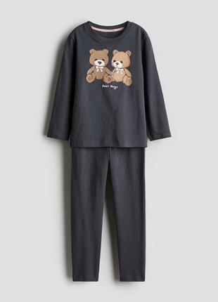 2-4/4-6 г h&m новый фирменный трикотажный комплект костюм пижама мешки медвежата