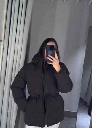 Женский пуфер h&m / трендовая шоколадная куртка h&m