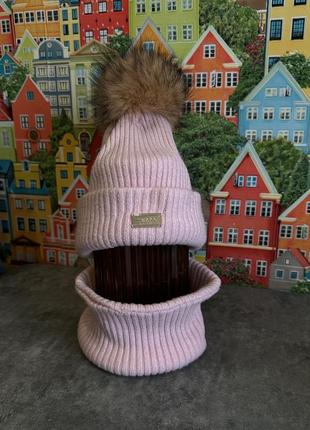 Демісезонний дитячий набір шапка та хомут 5/8 років