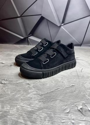 Зимние кеды мех черные