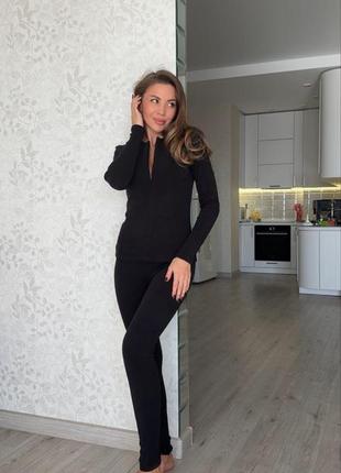 Костюм жіночий однотонний лонгслів на блискавці лосини на високій посадці якісний стильний мокко графітовий