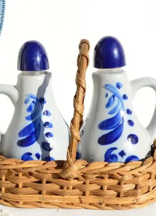 Винтажный набор кухонный, настольный для масла и уксуса (керамика), германия.