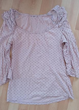 Стильный лонгслив с погонами-рюшами l-xl