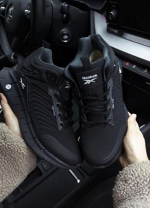 Зимові чоловічі кросівки reebok zig kinetica edge чорні з білим