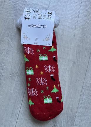 Носки тапочки детские новогодние 31-34 размер