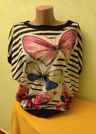 Трикотажная блузка летучая мышь 48-50