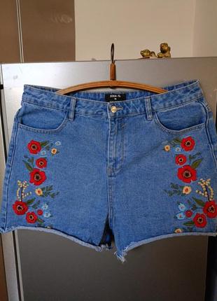 Шорты джинсовые, 48р, длина 36, талия 88, бедра 140, посадка 35см