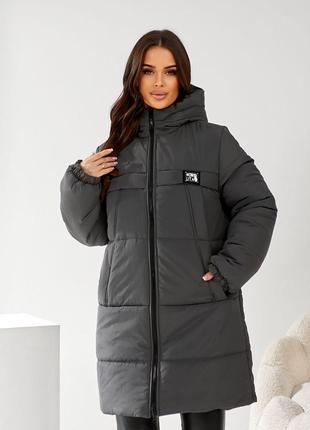 Куртка теплая зимняя женская стеганая большого размера батал свободная оверсайз зефирка парка пуховик пуффер серый графит черный бирюзовый пудра фисташка