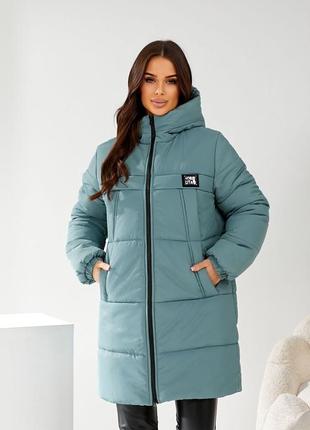 Куртка теплая зимняя женская стеганая большого размера батал свободная оверсайз зефирка парка пуховик пуффер серый графит черный бирюзовый пудра фисташка
