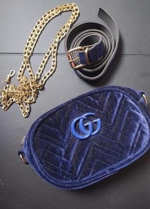 Сумка gucci,велюрова,поясна,трансформер