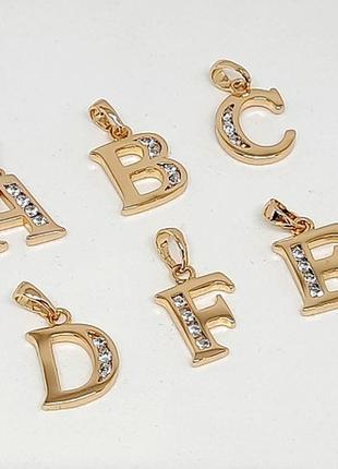 Позолочений кулон, літера, алфавіт, підвіска, позолота, в асортименті