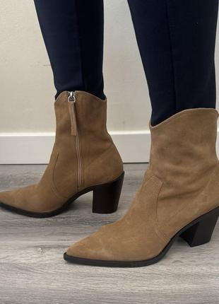 Женские замшевые демисезонные ботинки сапожки полусапожки zara испания 40 размер