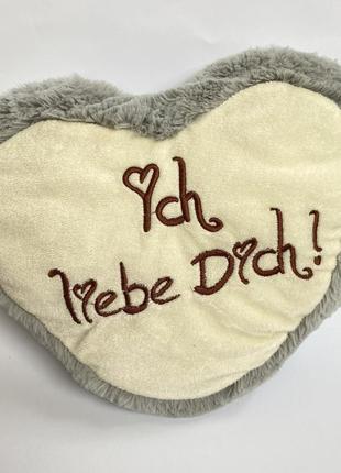 М'яка іграшка подушка серце сердечко сіре бежевого кольору