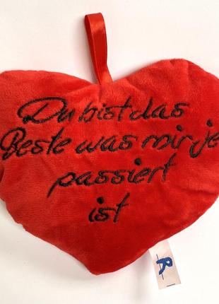 Мягкая игрушка подушка сердце красное сердечко ко дню влюблённых