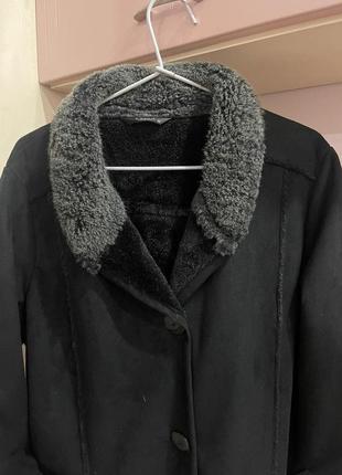 Дубленка- куртка эко-замш, пальто р.18