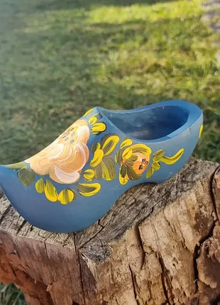 Колекційний голландський башмак - кломп. дерево, ручний розпис.