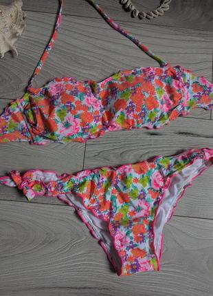 Яркий купальник бандо, раздельный купальник бикини