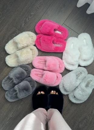 Качественные плюшевые пушистые тапки домашние тапочки комнатные тапочки мех 36-40