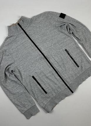 Мужской свитер на замке hugo boss grey zaldo