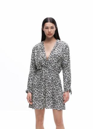Коротка сукня з принтом квіти леопард zara розмір s