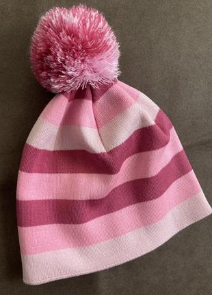 Babasik дитяча шапка з помпоном вовна 50% подвійна шапка у смужку напіввовна