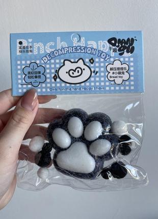 Лапка сквиш антистресс пушистая силиконовая черная