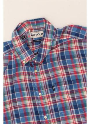 Barbour мужская рубашка с длинным рукавом, размер s синяя в клетку хлопок