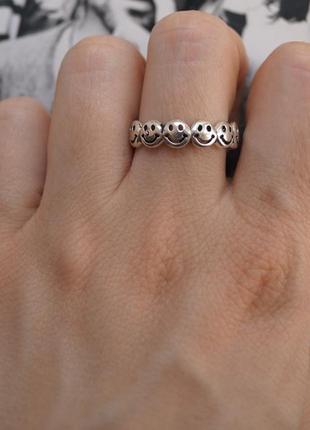 Нове жіноче кільце срібне покриття 925 проби  зі смайлами в стилі 1990х  гранж nirvana