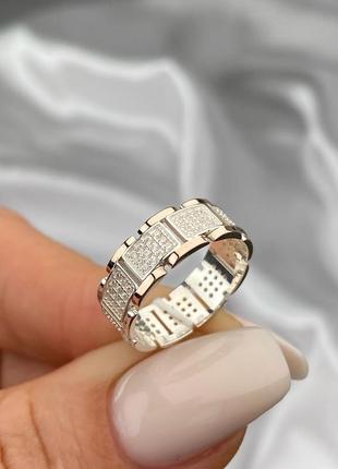 Оплата 100%🇺🇦кольцо серебро 925° золото 375° пластины, вставка куб.цирконии 1540.18